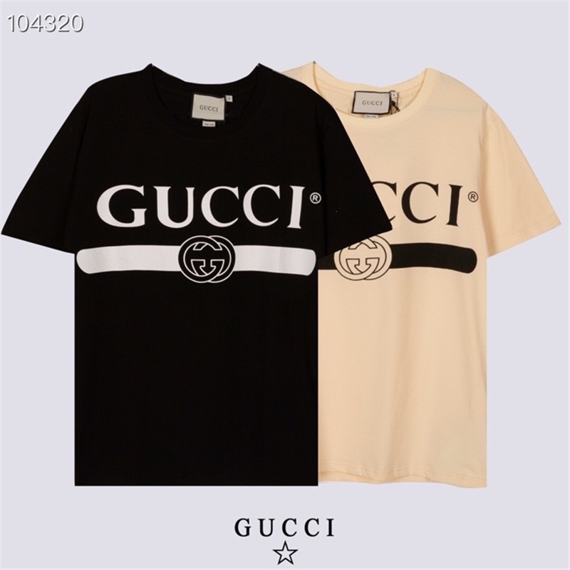 Gucci Áo Thun Cotton Ngắn Tay Cổ Tròn In Logo Cổ Điển Thời Trang Unisex Cá Tính 2339