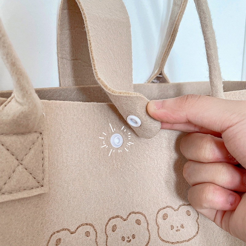 Túi Tote Vải Nỉ Có Cúc Bấm In Hình