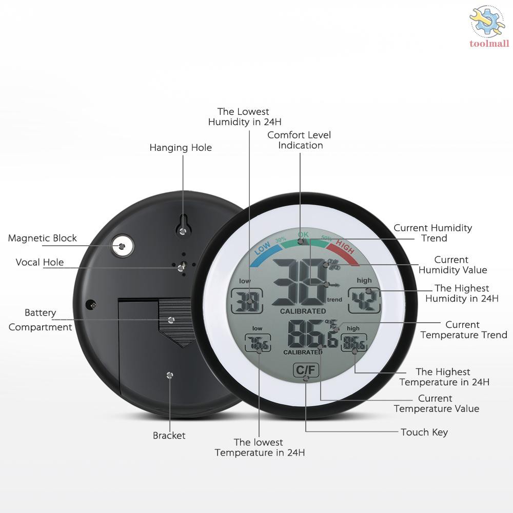 Đồng Hồ Đo Nhiệt Độ Và Độ Ẩm Màn Hình Kỹ Thuật Số Hiển Thị