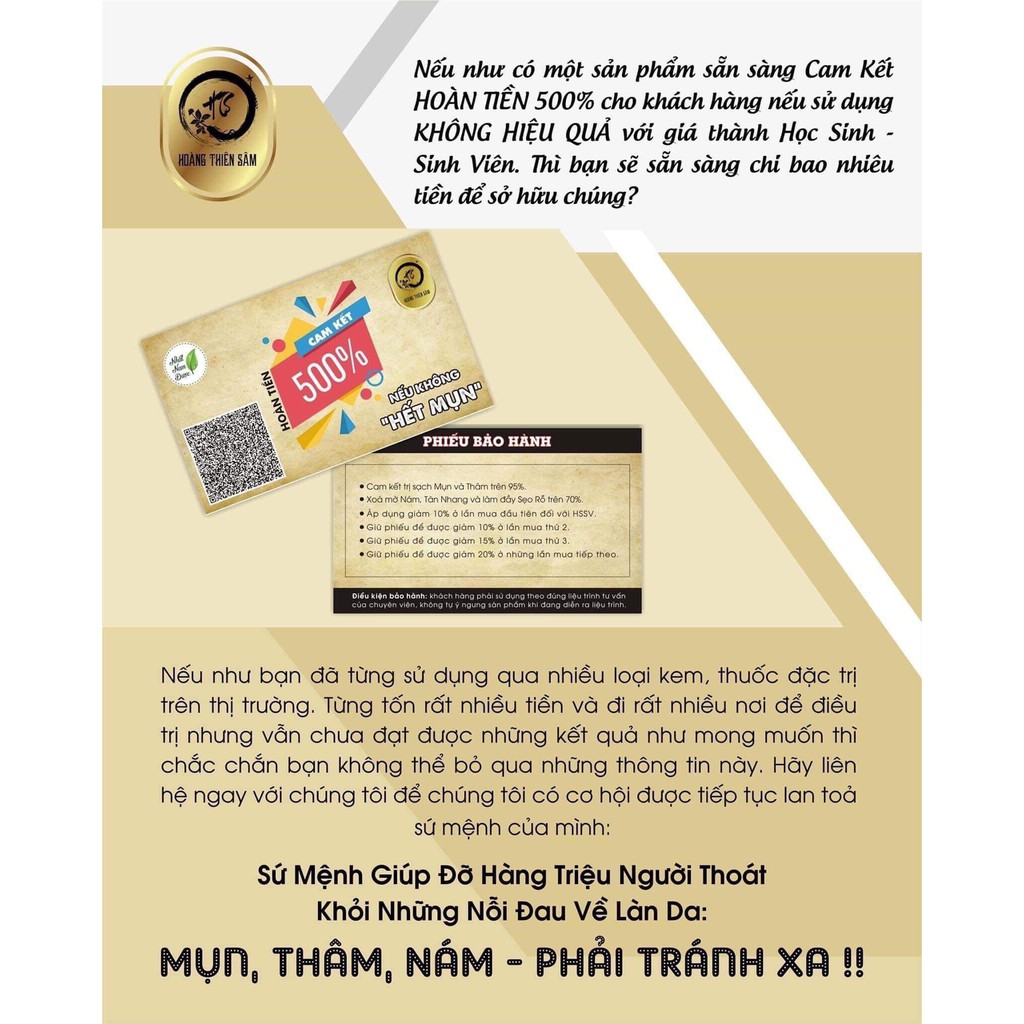 [ CHÍNH HÃNG ] TÍNH CHẤT TÁI TẠO VIP HOÀNG THIÊN SÂM NGỪA MỤN, THÂM, NÁM, TÀN NHANG 100% KHÔNG SƯNG,KHÔNG ĐỎ | BigBuy360 - bigbuy360.vn