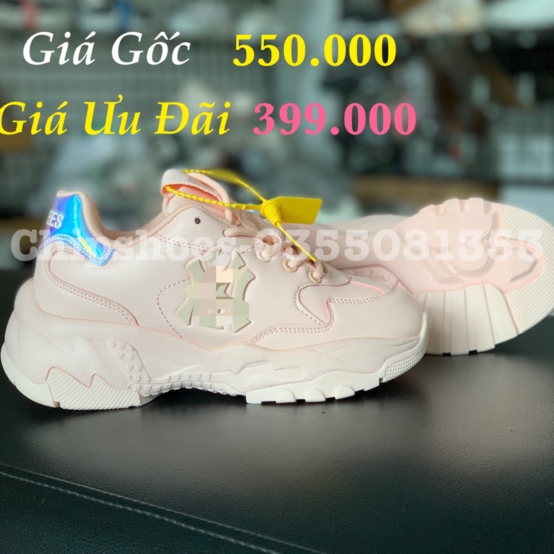 Giày thể thao Mlb hồng gót 7 mầu, Giày thể thao nữ Full phụ kiện (ảnh thật)