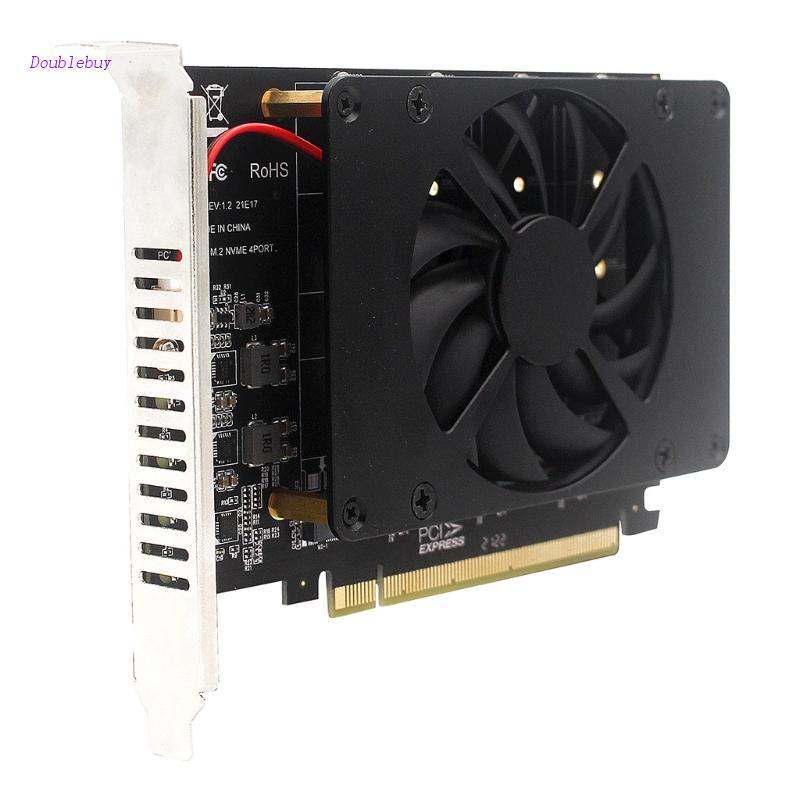 Card Chuyển Đổi PCI-E 4.0 X16 Sang NVME M.2 M Key 4 SSDs RAID Array Thẻ