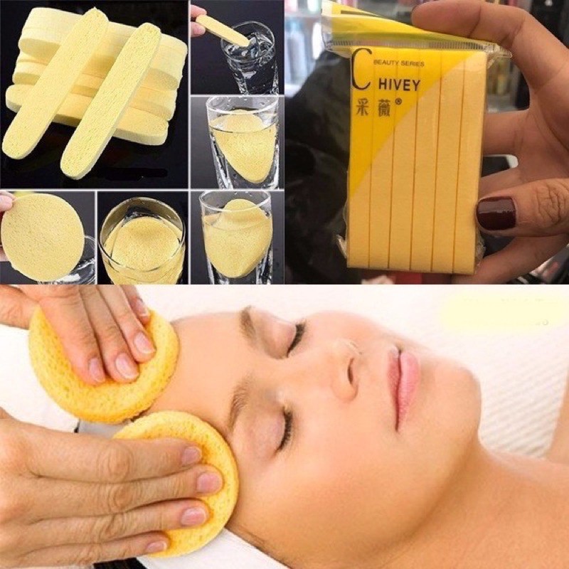 Bọt Biển - Bông Nở - Mút Rửa Mặt Chivey Nhật Bản Dùng Trong Spa 1 Miếng 1k