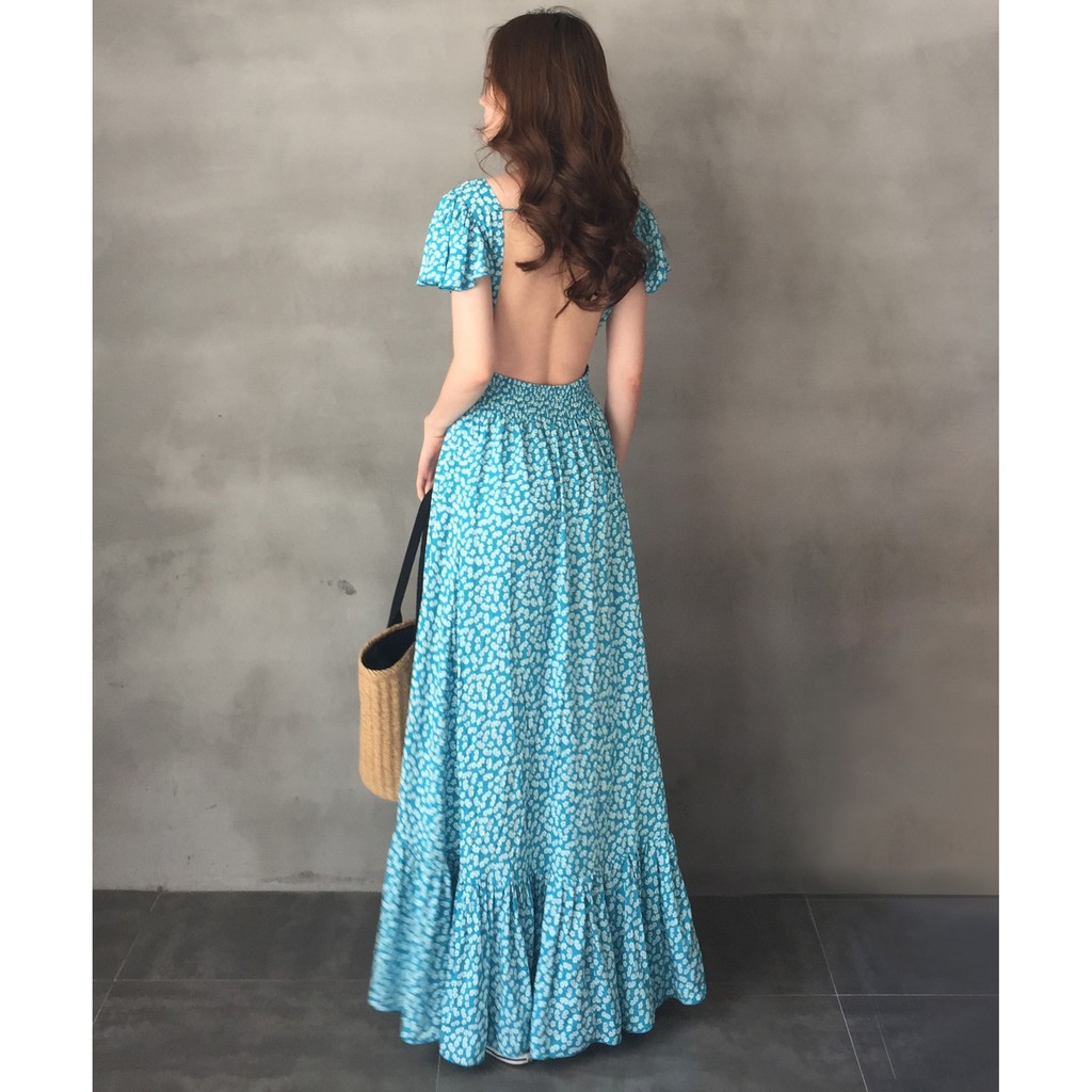 (HÀNG SẴN) Váy maxi hở lưng đuôi cá công chúa cổ tích Boho style Vintage đi biển hè 2021 | BigBuy360 - bigbuy360.vn