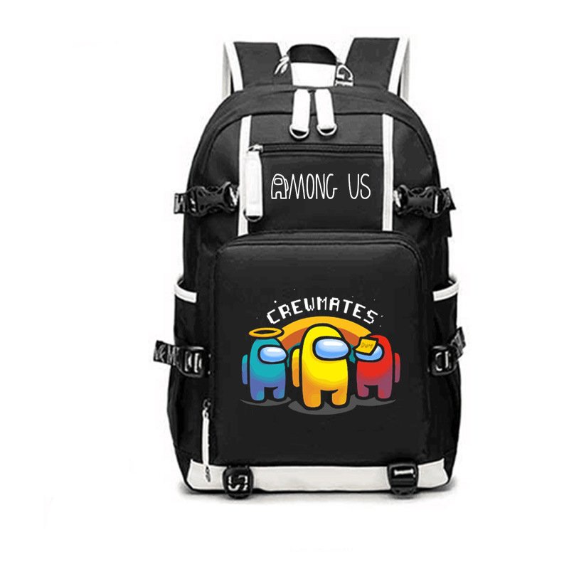 Balo 2 Vạch Kẻ Trắng in hình AMONG US game anime chibi đi học thời trang độc đáo