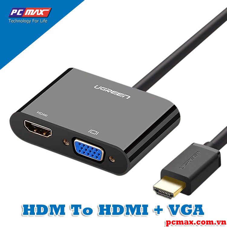 HDMI to VGA + Audio , HDMI có nguồn phụ Ugreen 40744 - Hàng Chính Hãng