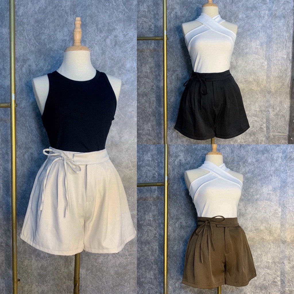 Quần Short Nữ Thắt Nơ Quần Đùi Nữ Ống Rộng Eo Cạp Sau Chun Phong Cách Hàn Quốc Chất Ru,by Hàn Thoáng Mát Min Xinh_mã 059
