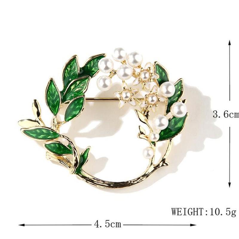 Trâm Cài Áo Hình Khu Vườn Đính Ngọc Trai Tráng Men Màu Xanh Lá Cao Cấp Dùng Làm Quà Tặng