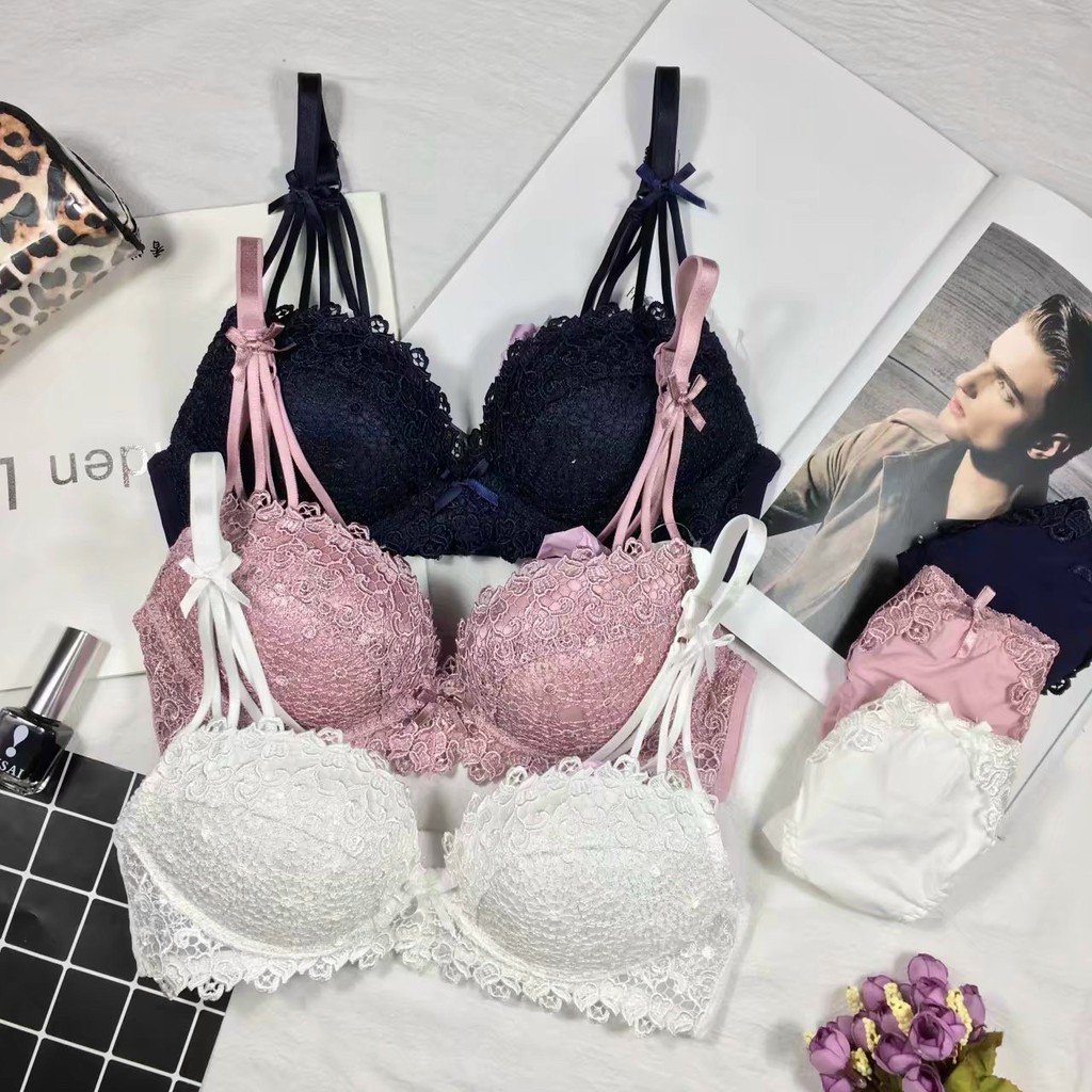 BỘ ĐỒ LÓT REN KHÔNG GỌNG CUP NGANG ĐỆM MÚT XOÀI CÓ THỂ THÁO RỜI NÂNG NGỰC VANVENE B375 | BigBuy360 - bigbuy360.vn