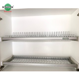 [CHÍNH HÃNG] Kệ Úp Chén Dĩa Cố Định 2 Tầng Có Khay Hứng Nước Cho Tủ Trên