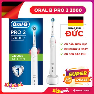 Bàn chải máy đánh răng điện oral-b pro 2 2000 chính hãng, nhập khẩu từ đức, pin dùng 14 ngày