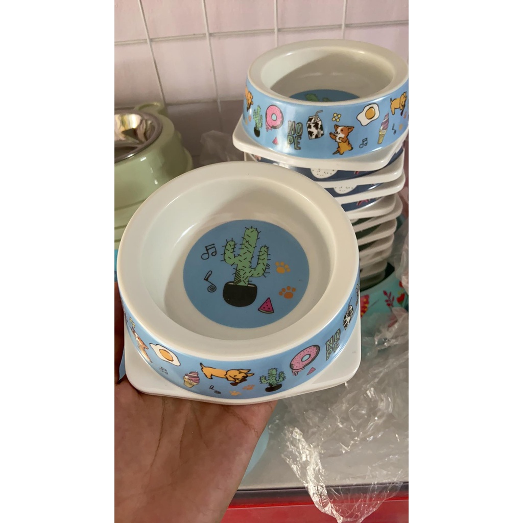 Bát nhựa đơn đế vuông cho chó mèo