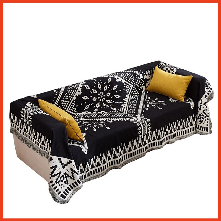 Thảm trắng đen loại mới trải sàn ghế sofa, trải bàn homstay kích thước 90x90cm