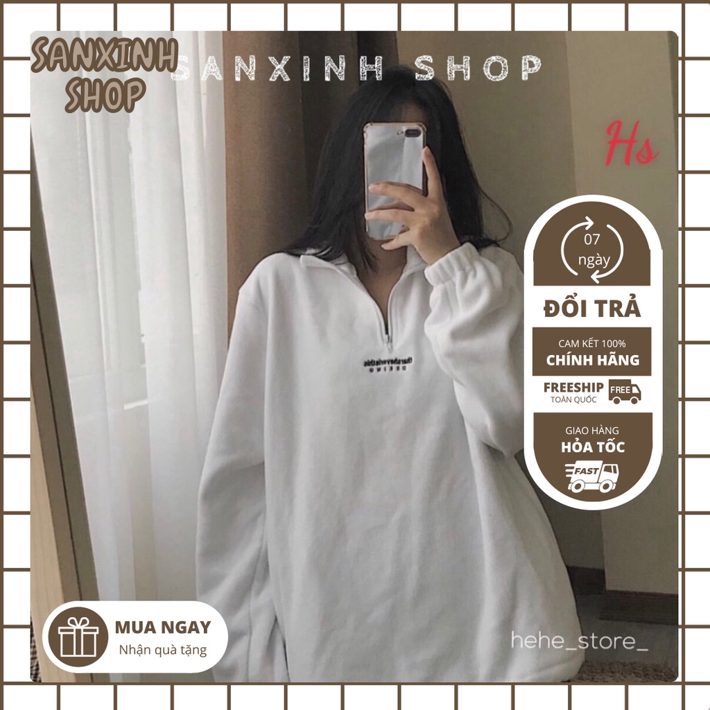 Áo sweater nỉ trắng, áo sweater lông thêu chữ Tharsheveristhis mã 593
