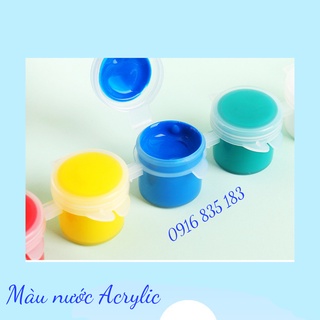 Màu nước Acrylic vỉ  6 màu 3ml (tặng kèm 1 cọ tô)
