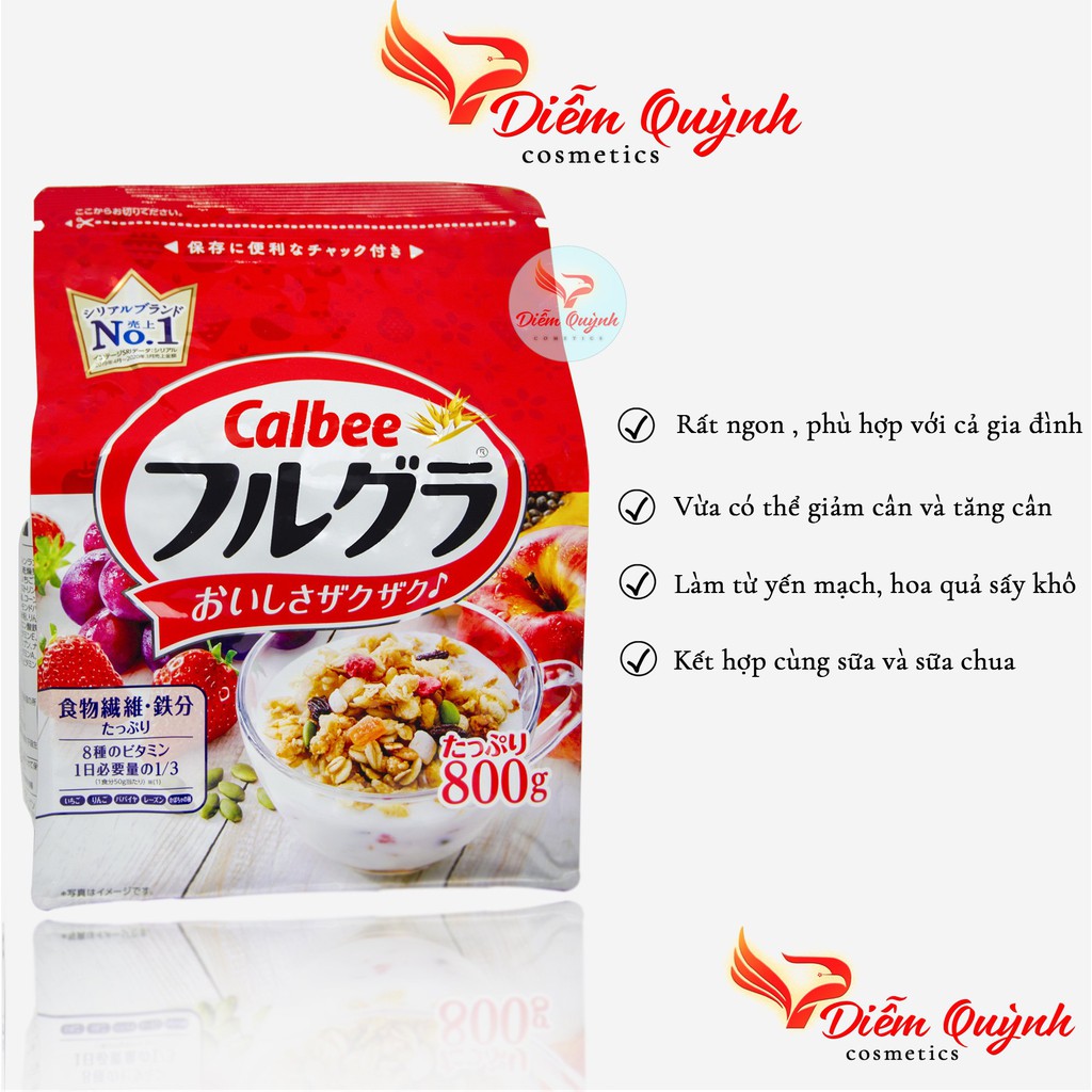 Ngũ Cốc Calbee 800g Nội Địa Nhật Bản Ngũ Cốc Hoa Quả Callbee sấy khô