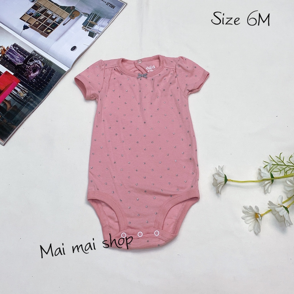 (3-6M Chọn màu-Gái) Body chip TAY NGẮN,CÁNH TIÊN xuất dư cổ tròn, cổ đáp chéo cho bé gái sz 3-6M- Bộ liền thân cho bé