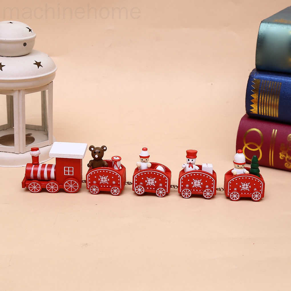 Christmas Wooden Train Farmhouse Rustic Kids Gift Decorations Vintage Handmade Decorative Crafts machinehome