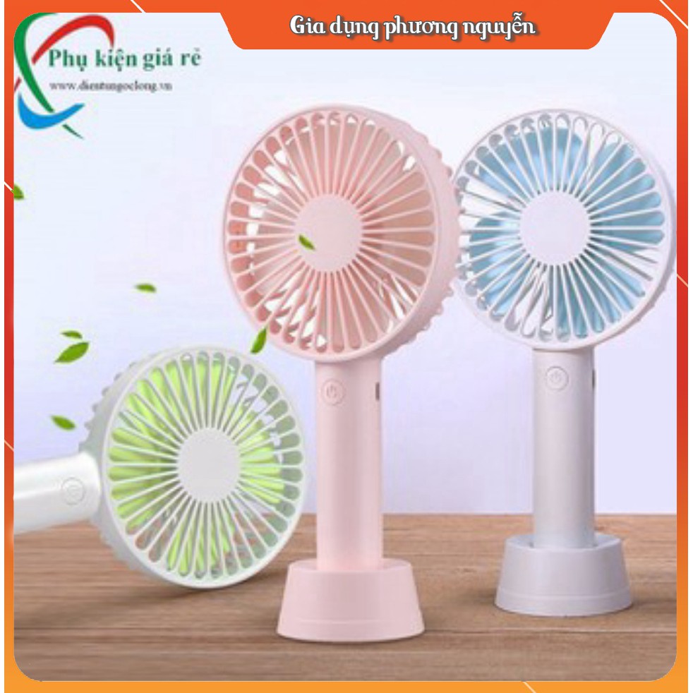 Quạt mini tích điện cầm tay có đế để bàn - để điện thoại siêu hot