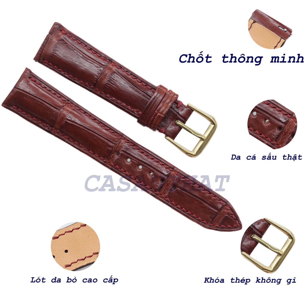 DÂY ĐỒNG HỒ II DÂY ĐỒNG HỒ DA CÁ SẤU II SẢN PHẨM CAO CẤP CHÍNH HÃNG GẮN KÈM KHÓA, CHỐT THÔNG MINH CÓ PHIẾU BẢO HÀNH