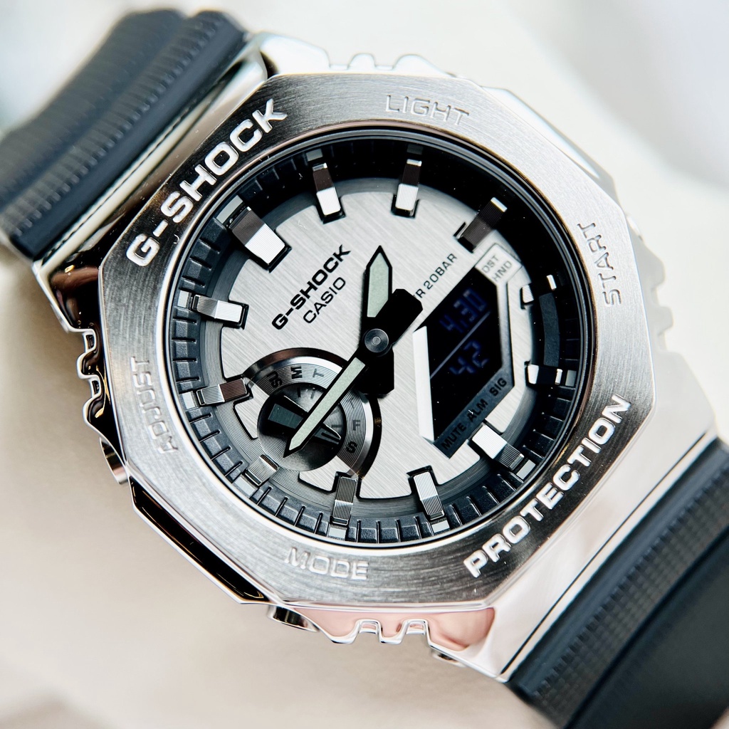 Đồng hồ nam cao cấp Casio G-Shock GM2100-1A Dây nhựa mặt trắng Chống nước 200m Bảo hành 5 năm Hyma watch