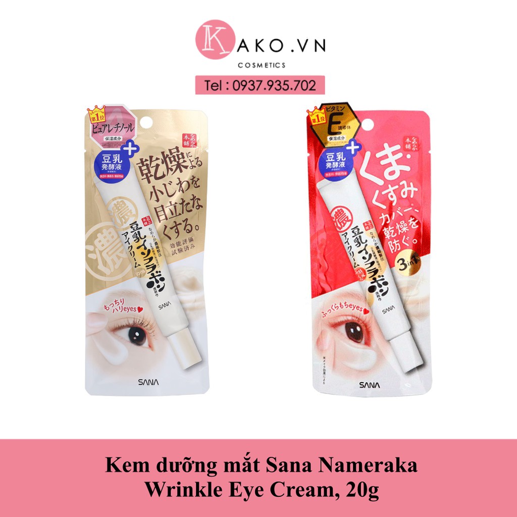 ( Mẫu mới ) Kem dưỡng mắt Sana Nameraka Wrinkle Eye Cream, 20g
