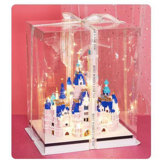 Tương thích với các khối lâu đài Disney màu hồng Lego để tặng quà sinh nhật cho bé gái Snow Swan Lake Moon Palace Guangh