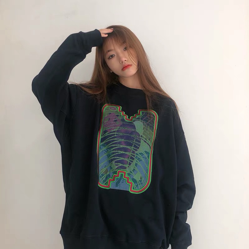 NRVP Áo Hoodie Dáng Rộng Thời Trang Hàn Quốc Đơn Giản Cá Tính Cho Nữ