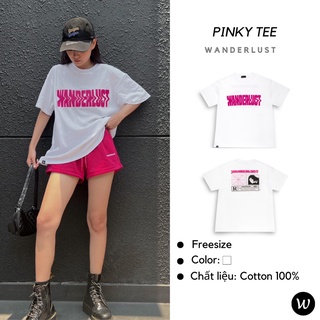 Áo thun oversize trắng in Wanderlust