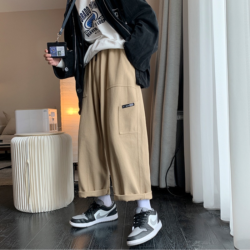 ✦ AFFLIGA ✦Quần kaki dài ống rộng màu trơn tùy chọn phong cách đường phố Hàn Quốc thời trang xuân thu cho nam