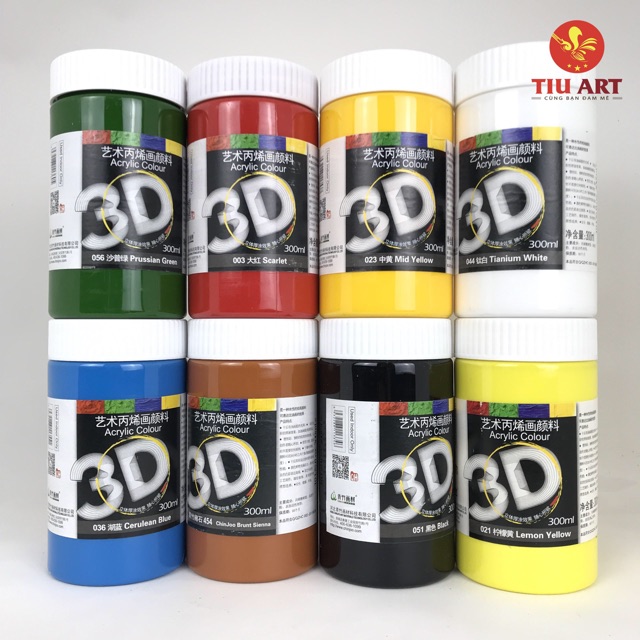 Set 8 màu 3D-300ml Acrylic cơ bản (cho người mới học)