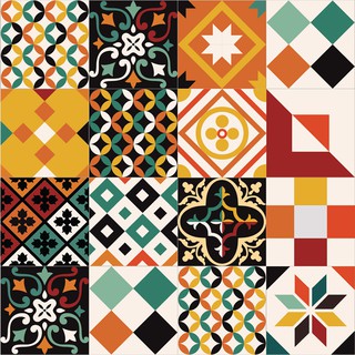 Decal gạch bông - set 48 ô 15x15 - KT 60x180cm - Ms: KT03-18