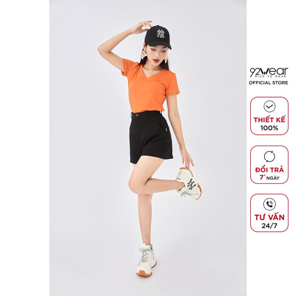 Quần short nữ 92WEAR sooc ngắn ống rộng thoải mái SVA1456