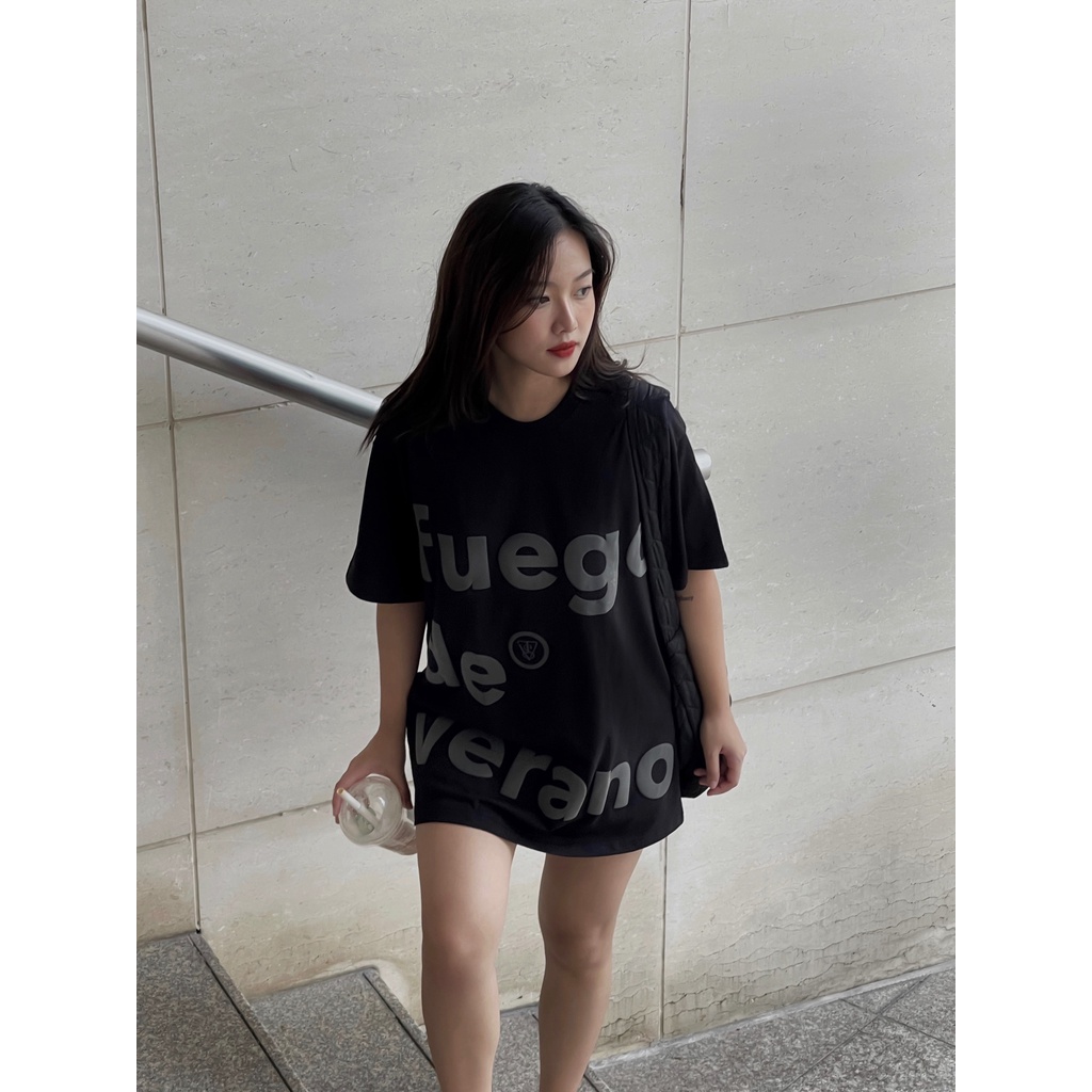 Áo phông unisex SEVENTOWN Fuego de Verano Tee tay lỡ local brand màu đen