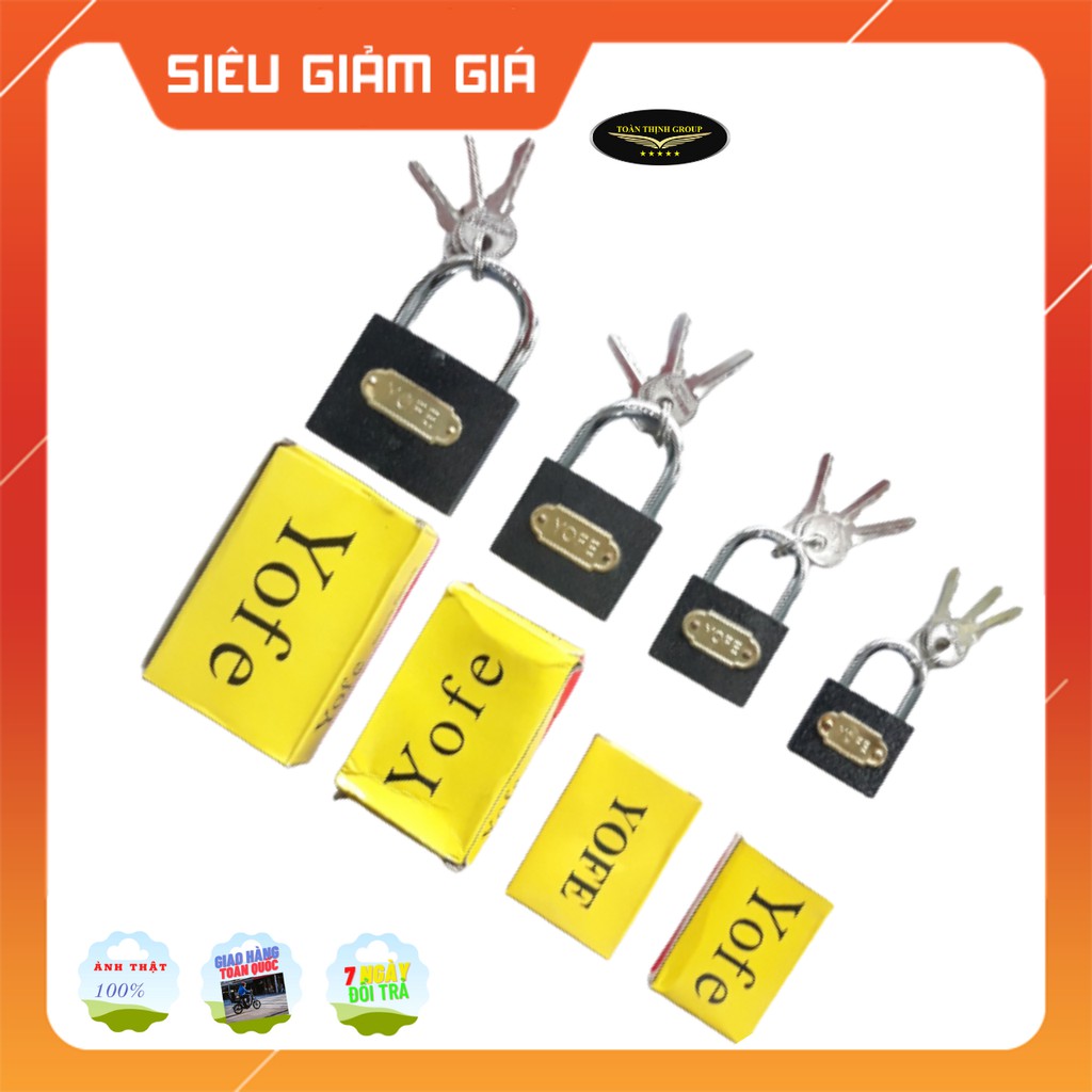 Ổ Khóa Tri Đen Bấm Hiệu YOFE 3 Chìa, Khóa Cửa Nhỏ Gọn Đủ Kích Cỡ 32mm, 38mm, 50mm, 63mm, Rẻ Bền Đẹp