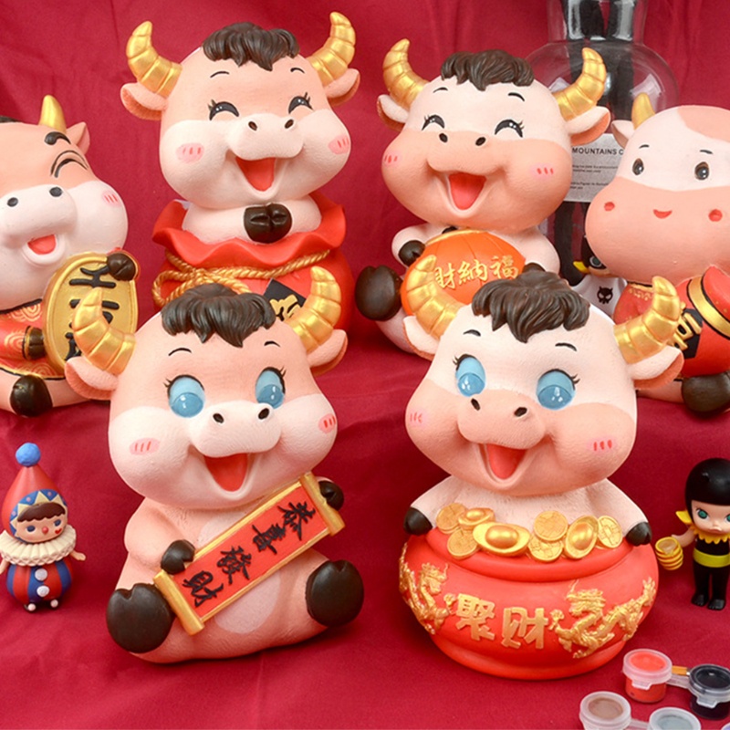 Đồ trang trí Chú Bò Sữa Ox DIY Nhiều Màu Sắc