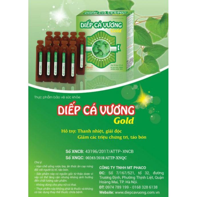 Diếp Cá Vương GOLD - Hỗ trợ Táo Bón Cho Bé - Dạng siro ngọt 20 ống x 10ml
