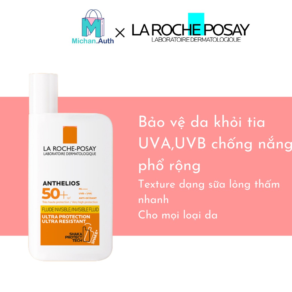 Kem Chống Nắng La RochePosay Anthelios Fluide Invisible SPF 50+ 50ml (mẫu mới)