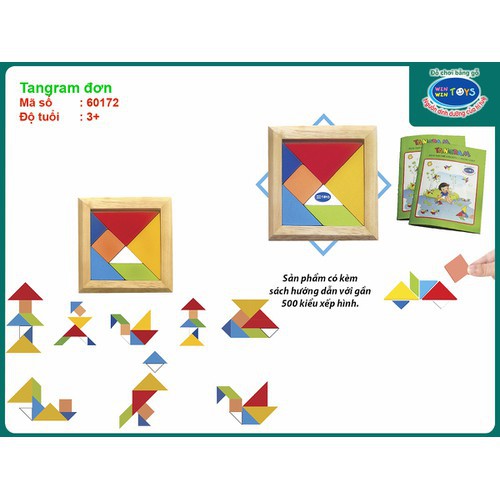 Đồ chơi gỗ Tangram, đôi | Winwintoys 61172 | Phát triển tư duy và trí tuệ | Đạt tiêu chuẩn CE và TCVN