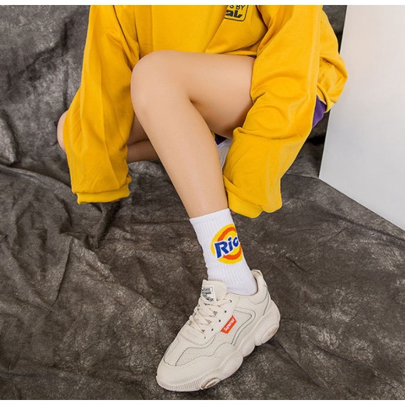 Vớ RICH cao cổ màu Cam Trắng Nam Nữ phong cách thể thao, trẻ trung, năng động.