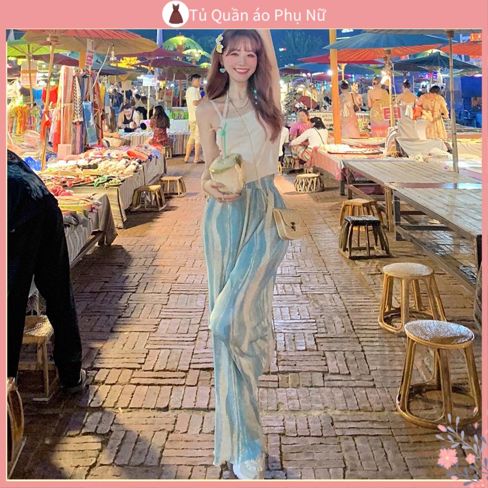 Qu > twy n > l > ng Quần Thể Thao Ống Rộng Vải Lụa Nhuộm Màu Phong Cách Hàn Quốc Thời Trang Mùa Hè Cho Nữ
