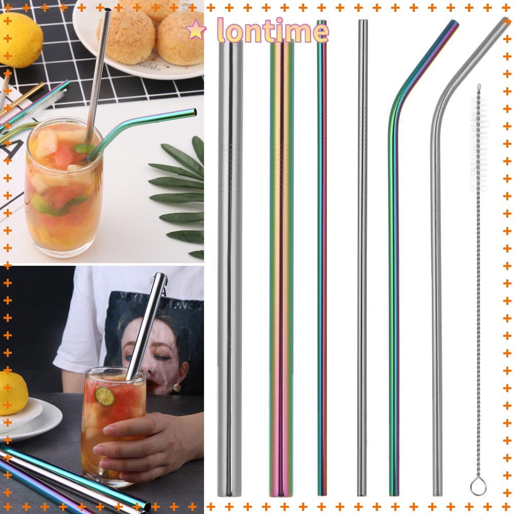 Set 4 / 6 / 8 Ống Hút Kim Loại Có Thể Tái Sử Dụng Tiện Lợi