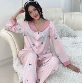 Đồ Bộ Pijama Lụa Latin Cao Cấp Siêu Mềm Mượt Quần Dài Tay Dài Size L XL 2XL Giảm 10K Đơn 200K