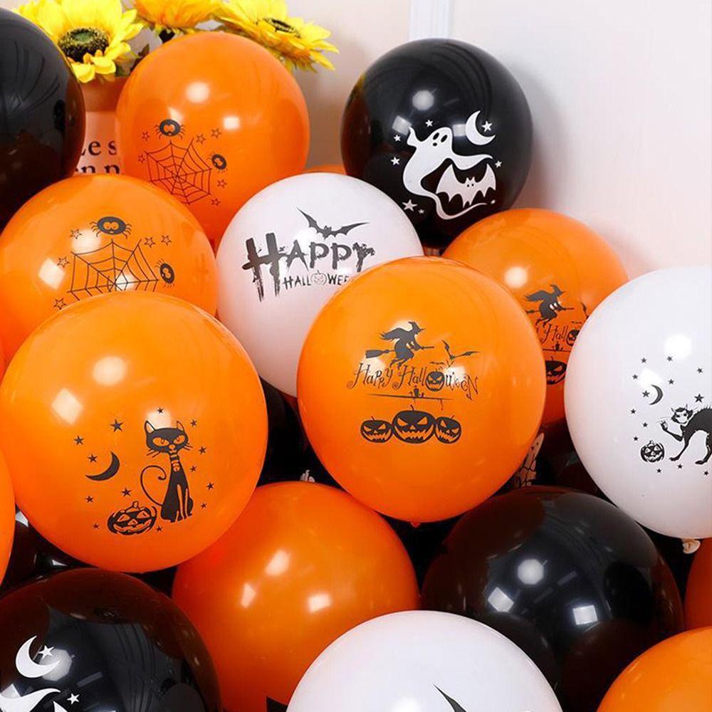 Set 100 Bong Bóng Cao Su Màu Đen Cam Trang Trí Tiệc Halloween