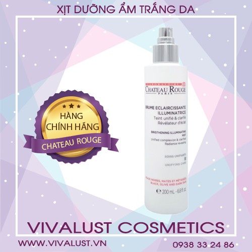 [Đại lý chính thức] Xịt Dưỡng Ẩm Trắng Da CHATEAU ROUGE Brigthening Illuminating Mist 200ml - HÀNG CHÍNH HÃNG