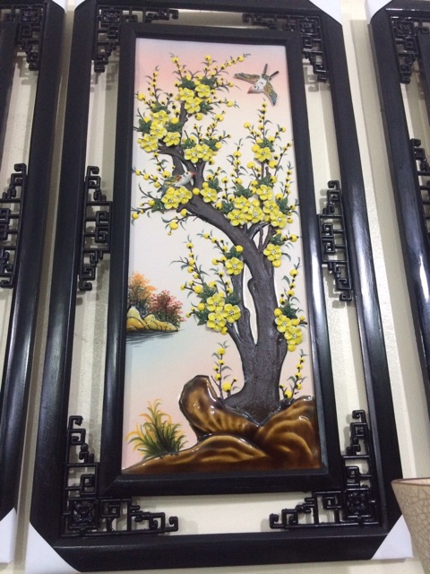 Bộ tranh tứ quý đắp nổi Tùng Cúc Trúc Mai - cao 80cm