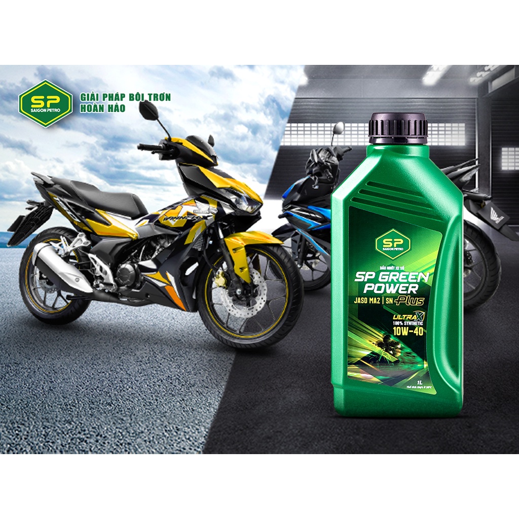Dầu Nhớt Xe Số 1L - ...-1L4  - SAIGONPETRO - SP Green Power Plus SN 10W40 100% synthetic