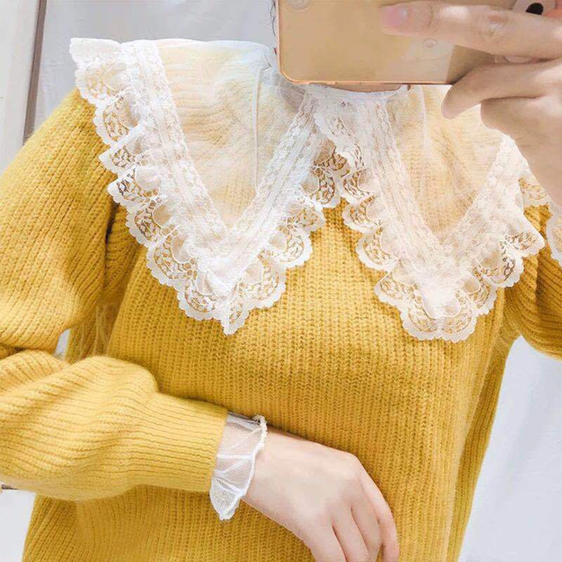 Cổ Áo Sơ Mi Giả Bằng Vải Voan Trong Suốt Phối Ren Phong Cách Hàn Quốc Thời Trang Cho Nữ | BigBuy360 - bigbuy360.vn