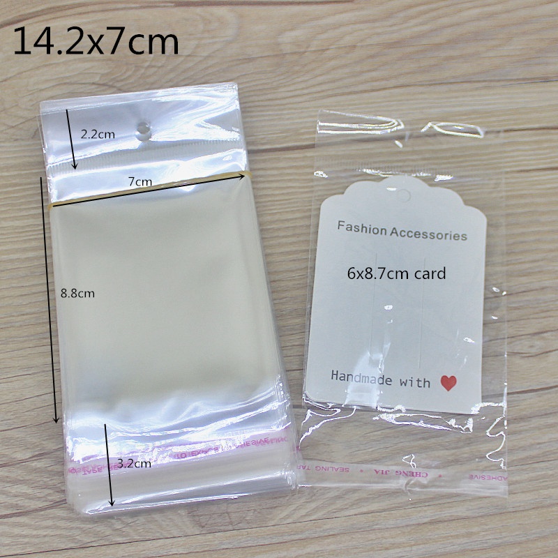 Set 200 túi nhựa OPP trong suốt đựng trang sức tiện dụng