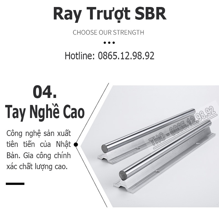 Thanh Ray Trượt Tròn Có Đế SBR16  Thanh Trượt Chống Rỉ Chuyển Động Chính Xác